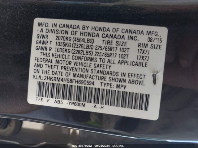 Photo 8 VIN: 2HKRM4H58FH690594 - HONDA CR-V 