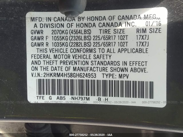 Photo 8 VIN: 2HKRM4H58GH624953 - HONDA CR-V 