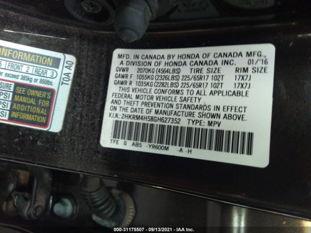 Photo 8 VIN: 2HKRM4H58GH627352 - HONDA CR-V 