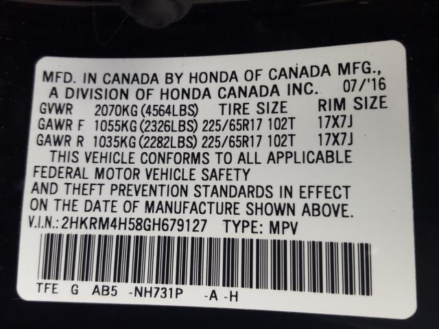 Photo 9 VIN: 2HKRM4H58GH679127 - HONDA CR-V EX 