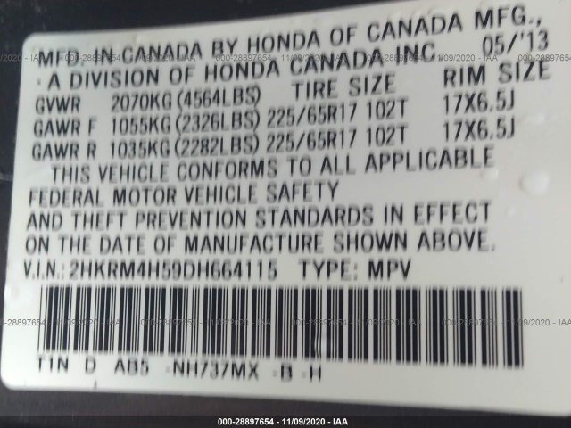 Photo 8 VIN: 2HKRM4H59DH664115 - HONDA CR-V 