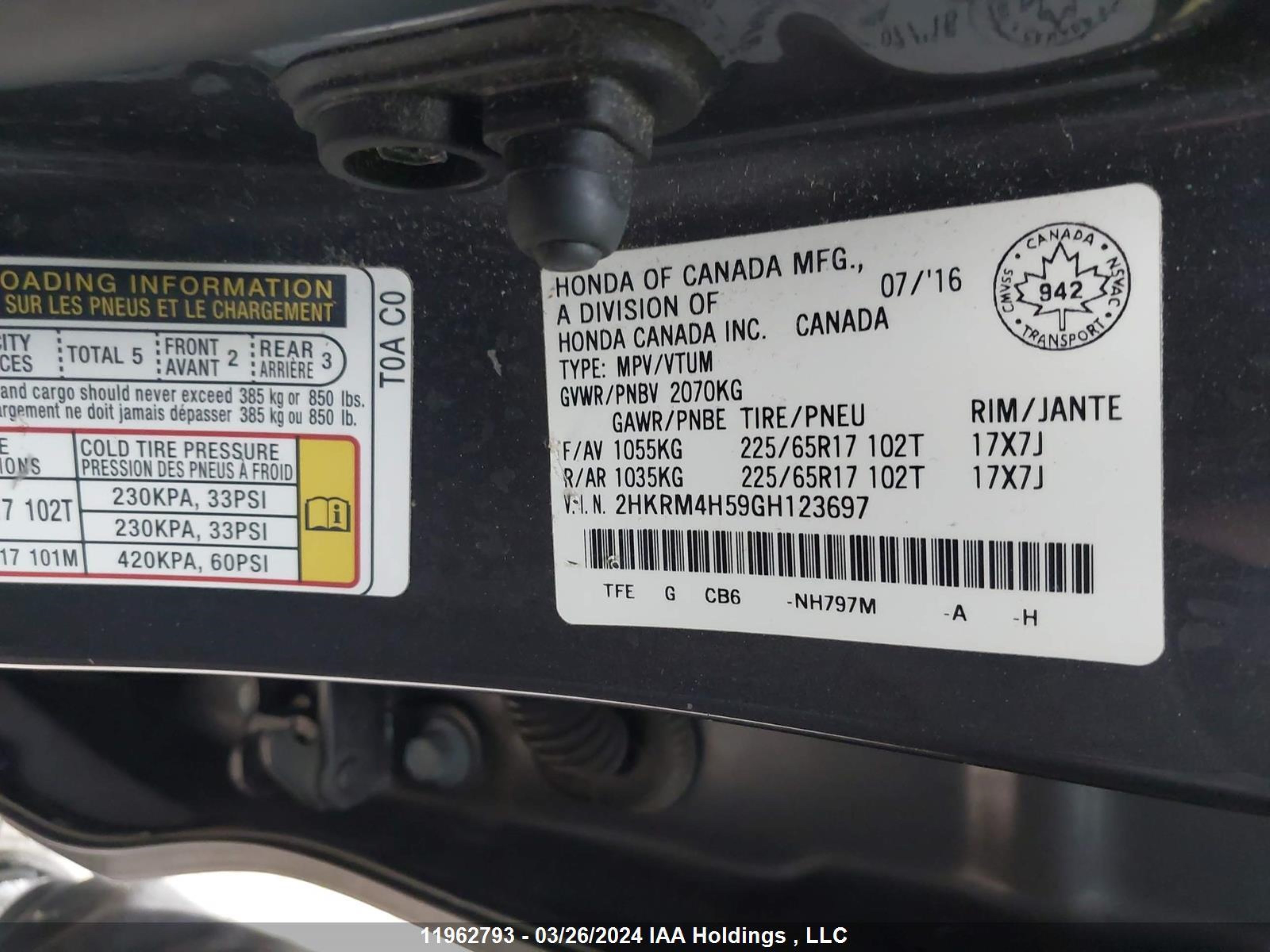 Photo 8 VIN: 2HKRM4H59GH123697 - HONDA CR-V 