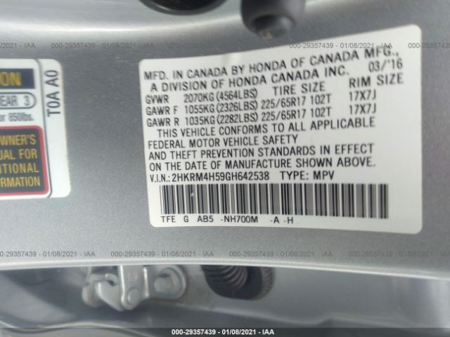 Photo 8 VIN: 2HKRM4H59GH642538 - HONDA CR-V 