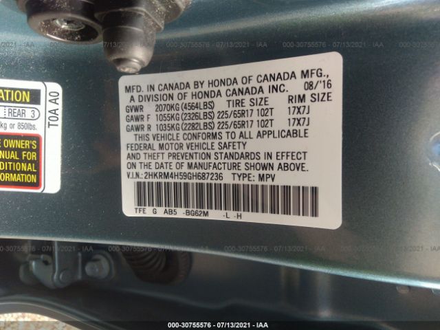 Photo 8 VIN: 2HKRM4H59GH687236 - HONDA CR-V 