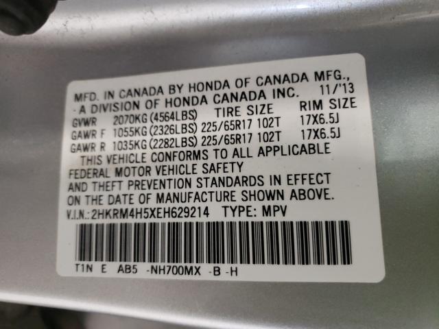 Photo 9 VIN: 2HKRM4H5XEH629214 - HONDA CR-V EX 