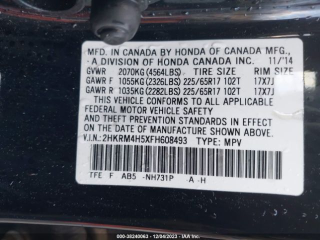 Photo 8 VIN: 2HKRM4H5XFH608493 - HONDA CR-V 