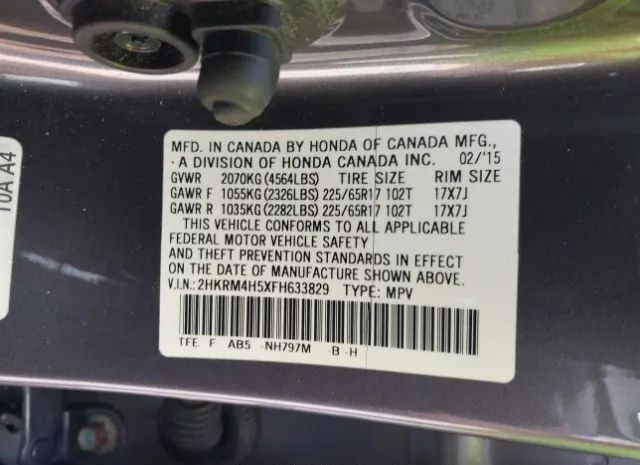 Photo 8 VIN: 2HKRM4H5XFH633829 - HONDA CR-V 