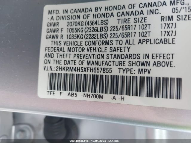 Photo 8 VIN: 2HKRM4H5XFH657855 - HONDA CR-V 