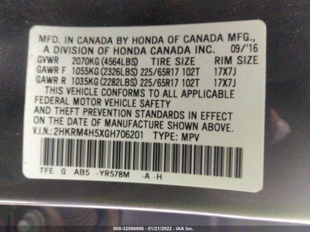 Photo 8 VIN: 2HKRM4H5XGH706201 - HONDA CR-V 