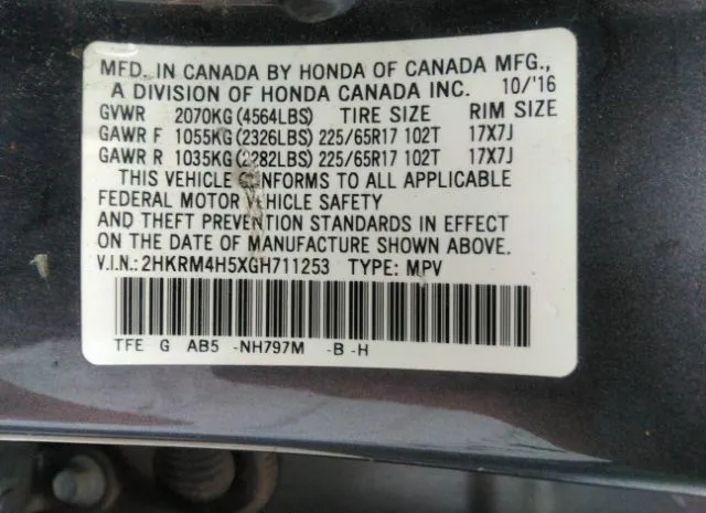 Photo 8 VIN: 2HKRM4H5XGH711253 - HONDA CR-V 