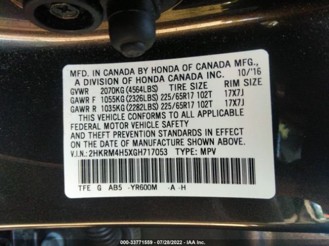 Photo 8 VIN: 2HKRM4H5XGH717053 - HONDA CR-V 