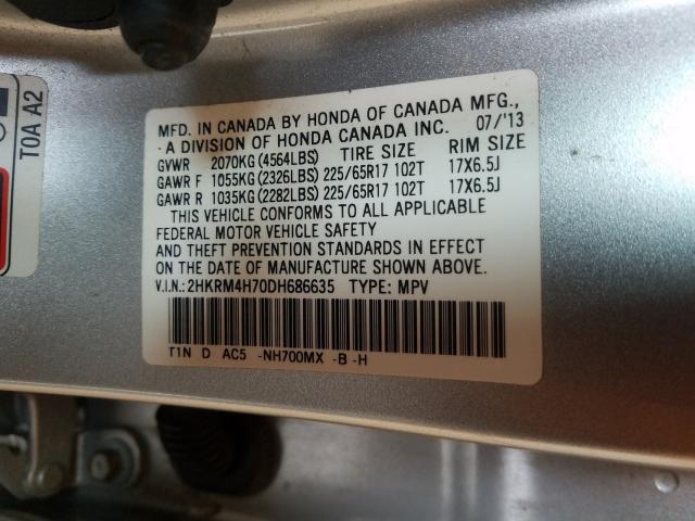 Photo 9 VIN: 2HKRM4H70DH686635 - HONDA CR-V EXL 