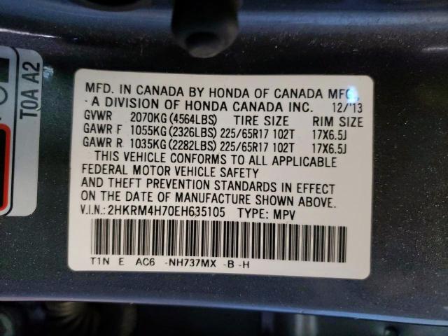 Photo 9 VIN: 2HKRM4H70EH635105 - HONDA CR-V EXL 