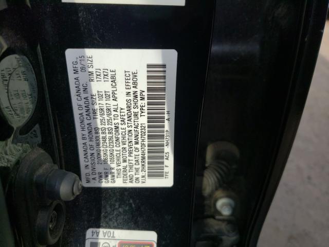 Photo 9 VIN: 2HKRM4H70FH702321 - HONDA CR-V EXL 