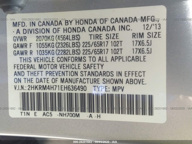 Photo 8 VIN: 2HKRM4H71EH636490 - HONDA CR-V 