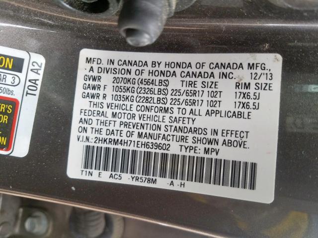 Photo 9 VIN: 2HKRM4H71EH639602 - HONDA CR-V EXL 