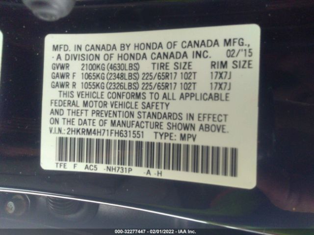 Photo 8 VIN: 2HKRM4H71FH631551 - HONDA CR-V 