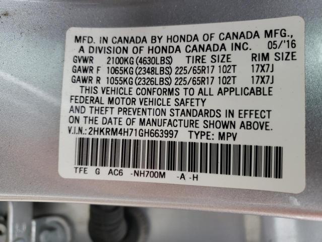 Photo 9 VIN: 2HKRM4H71GH663997 - HONDA CR-V EXL 