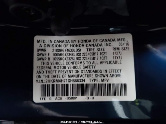 Photo 8 VIN: 2HKRM4H71GH666334 - HONDA CR-V 