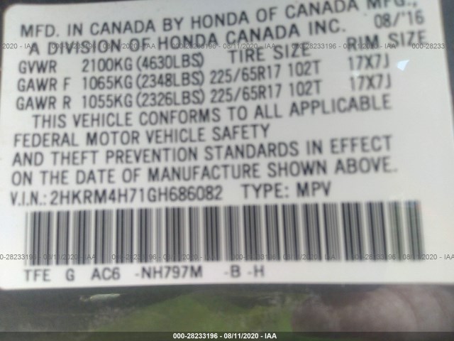 Photo 8 VIN: 2HKRM4H71GH686082 - HONDA CR-V 