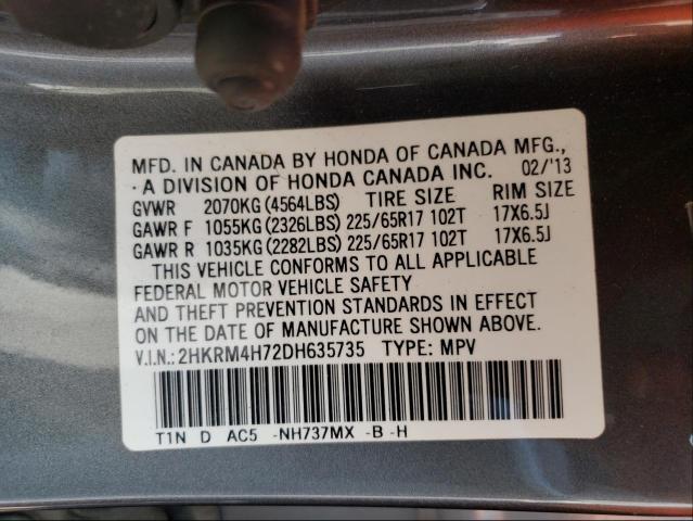 Photo 9 VIN: 2HKRM4H72DH635735 - HONDA CR-V EXL 