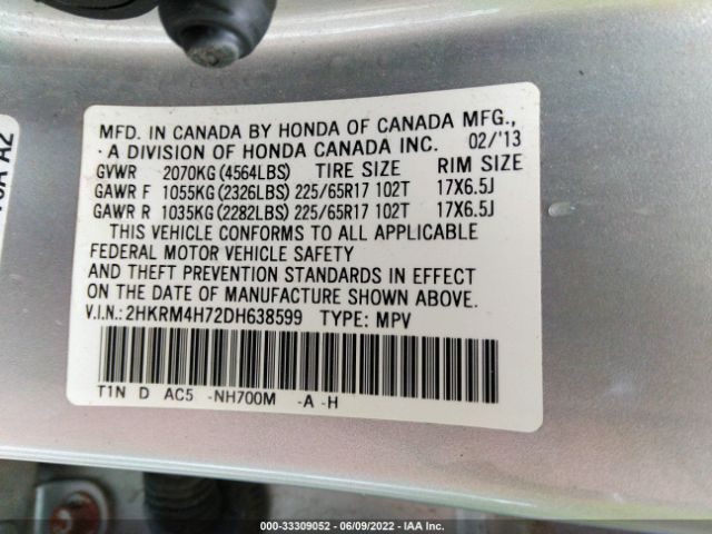 Photo 8 VIN: 2HKRM4H72DH638599 - HONDA CR-V 