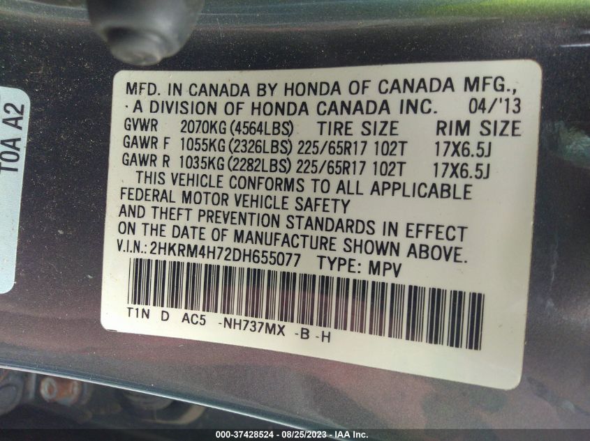 Photo 8 VIN: 2HKRM4H72DH655077 - HONDA CR-V 