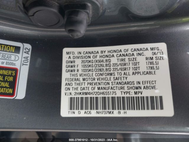 Photo 8 VIN: 2HKRM4H72DH655175 - HONDA CR-V 