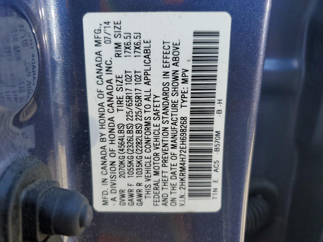 Photo 12 VIN: 2HKRM4H72EH698268 - HONDA CR-V 