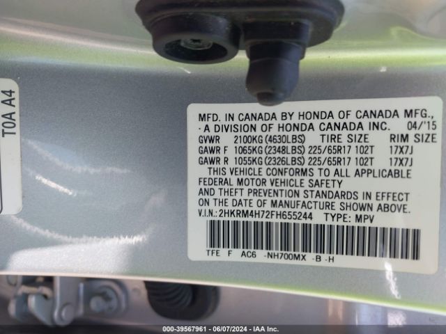 Photo 8 VIN: 2HKRM4H72FH655244 - HONDA CR-V 