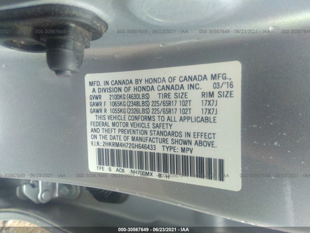 Photo 8 VIN: 2HKRM4H72GH646433 - HONDA CR-V 