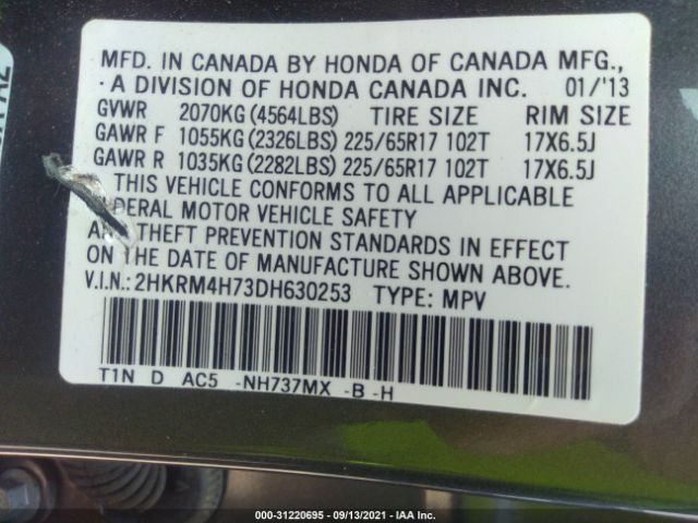 Photo 8 VIN: 2HKRM4H73DH630253 - HONDA CR-V 