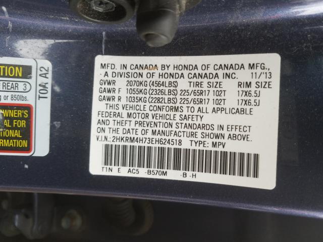 Photo 9 VIN: 2HKRM4H73EH624518 - HONDA CR-V EXL 