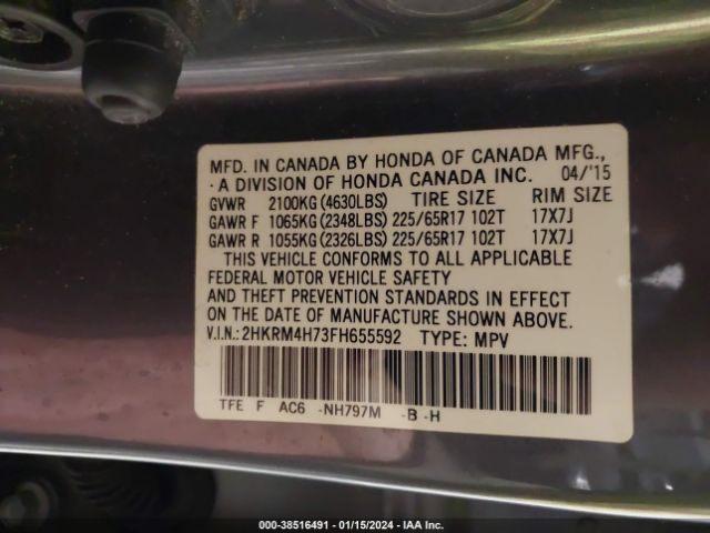 Photo 8 VIN: 2HKRM4H73FH655592 - HONDA CR-V 