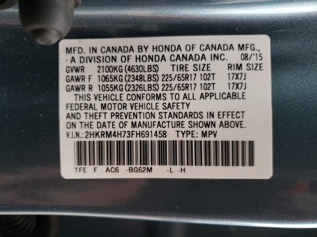 Photo 9 VIN: 2HKRM4H73FH691458 - HONDA CR-V EXL 