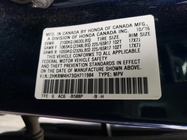 Photo 9 VIN: 2HKRM4H73GH711984 - HONDA CR-V EXL 