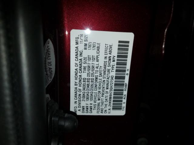 Photo 9 VIN: 2HKRM4H73GH727540 - HONDA CR-V EXL 