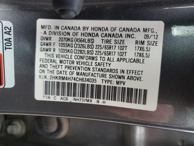 Photo 9 VIN: 2HKRM4H74CH634035 - HONDA CR-V EXL 