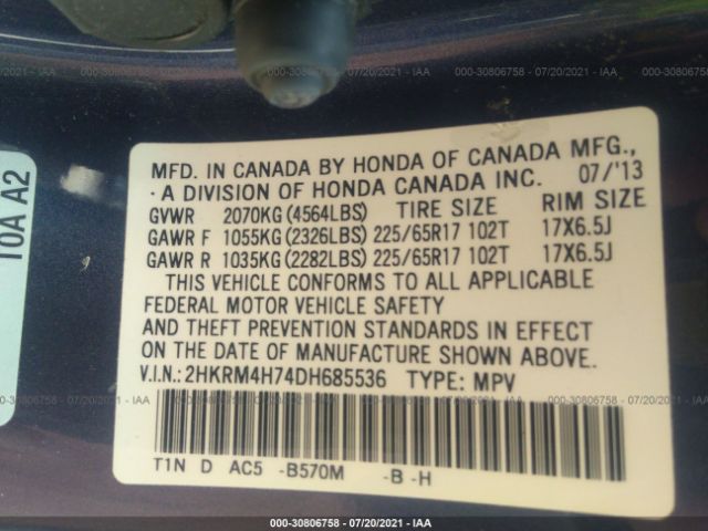 Photo 8 VIN: 2HKRM4H74DH685536 - HONDA CR-V 