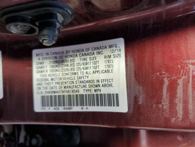 Photo 9 VIN: 2HKRM4H74FH618549 - HONDA CR-V EXL 