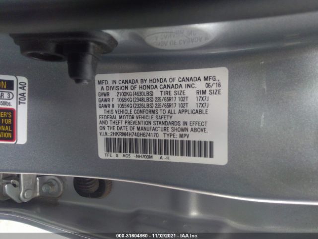 Photo 8 VIN: 2HKRM4H74GH674170 - HONDA CR-V 