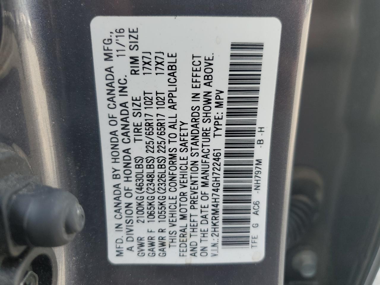 Photo 13 VIN: 2HKRM4H74GH722461 - HONDA CR-V 