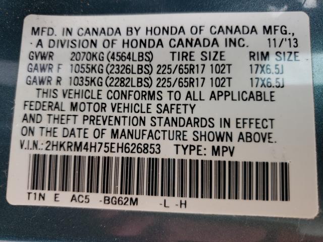 Photo 9 VIN: 2HKRM4H75EH626853 - HONDA CR-V EXL 