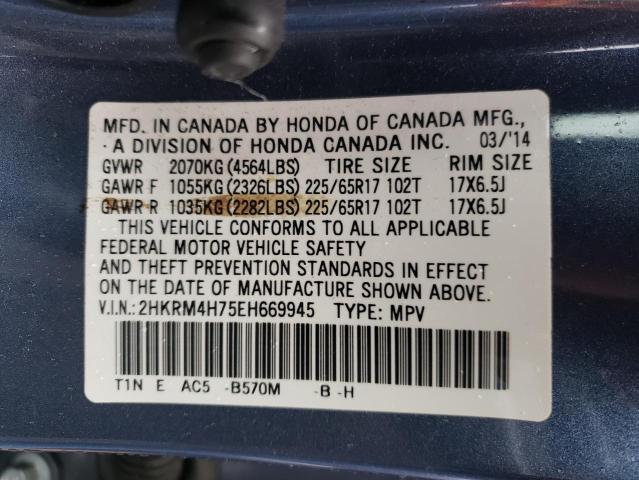 Photo 9 VIN: 2HKRM4H75EH669945 - HONDA CR-V EXL 