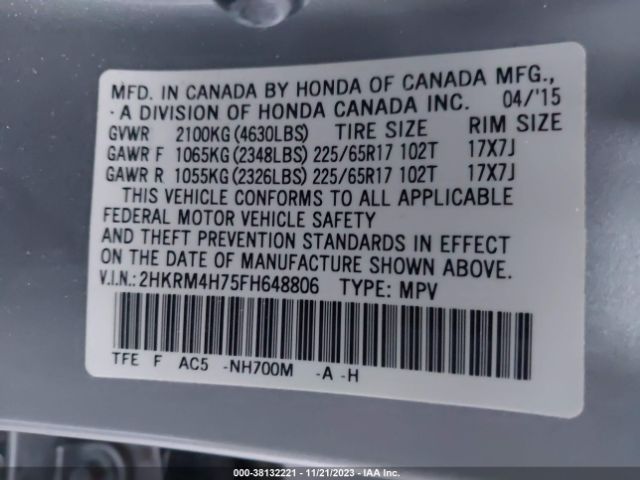 Photo 8 VIN: 2HKRM4H75FH648806 - HONDA CR-V 