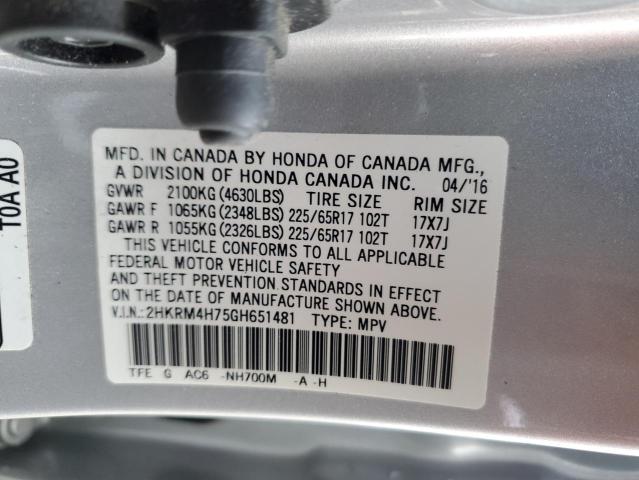 Photo 12 VIN: 2HKRM4H75GH651481 - HONDA CR-V EXL 