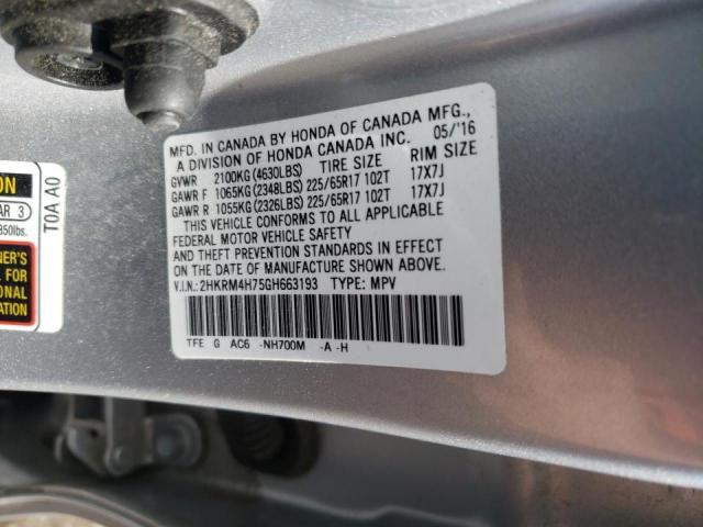 Photo 9 VIN: 2HKRM4H75GH663193 - HONDA CR-V EXL 