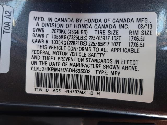 Photo 9 VIN: 2HKRM4H76DH695002 - HONDA CR-V EXL 