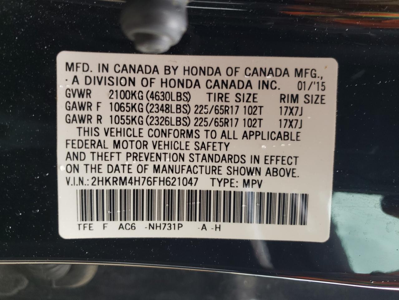 Photo 12 VIN: 2HKRM4H76FH621047 - HONDA CR-V 