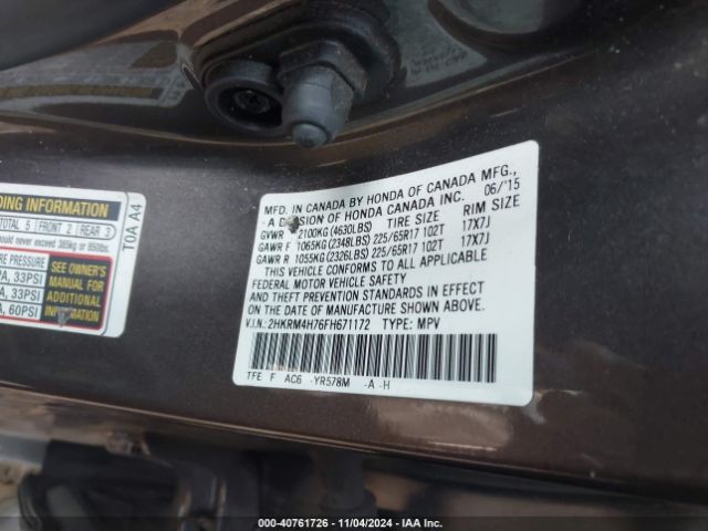 Photo 8 VIN: 2HKRM4H76FH671172 - HONDA CR-V 